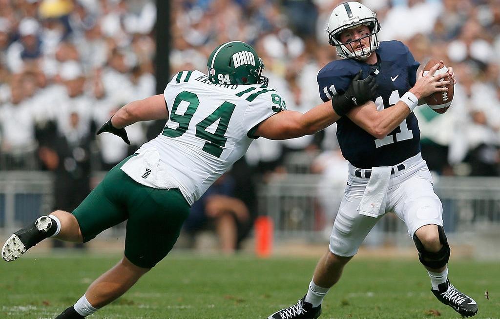 Penn State's Matt McGloin evading an Ohio defender.