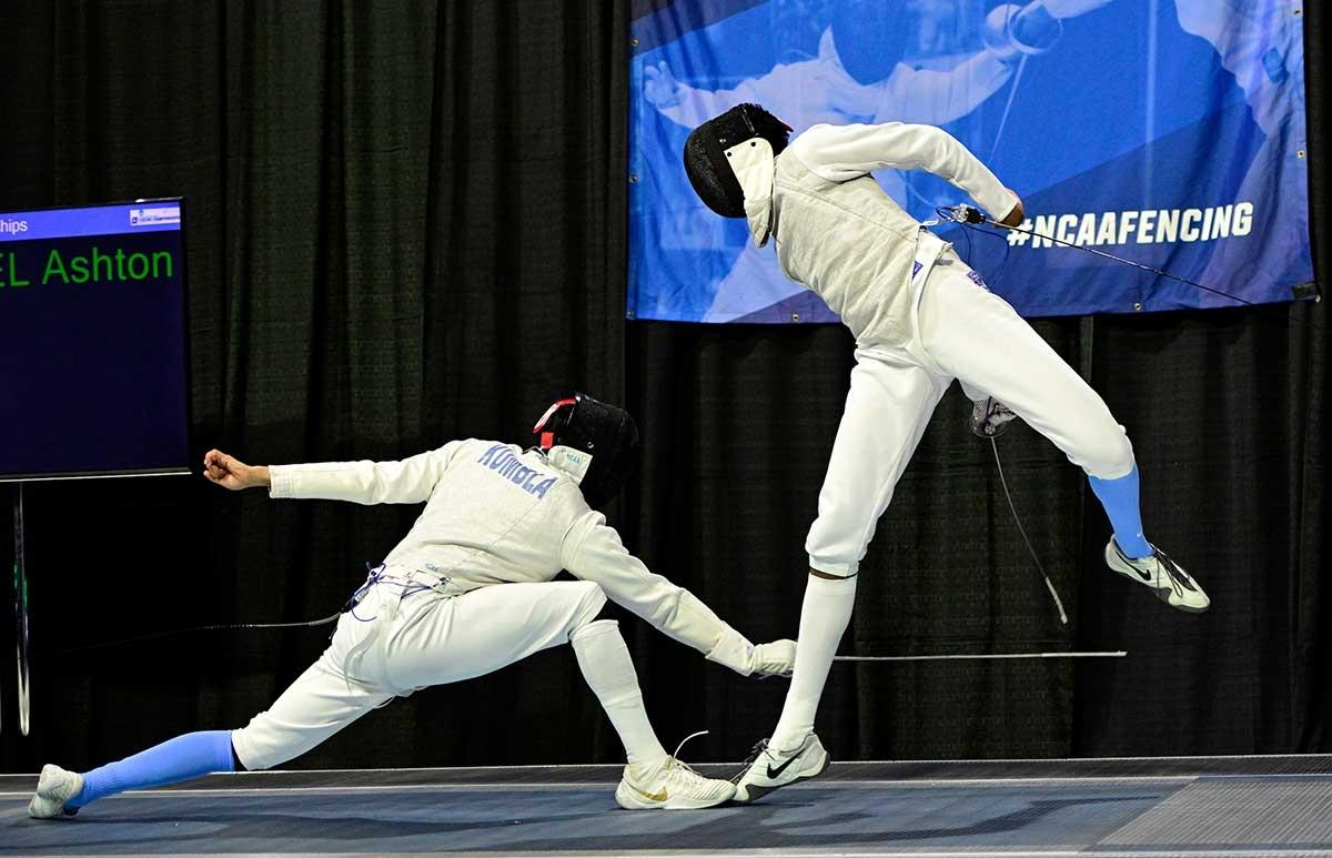 Ashton Daniel fences against Sidarth Kumbla in the foil final last season.